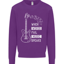 When Words Fail Music Speaks Guitar Kids Sweatshirt Jumper Purple