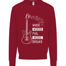 When Words Fail Music Speaks Guitar Kids Sweatshirt Jumper Red
