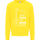 When Words Fail Music Speaks Guitar Kids Sweatshirt Jumper Yellow