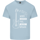 When Words Fail Music Speaks Guitar Kids T-Shirt Childrens Light Blue