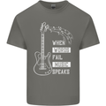 When Words Fail Music Speaks Guitar Mens Cotton T-Shirt Tee Top Charcoal