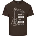 When Words Fail Music Speaks Guitar Mens Cotton T-Shirt Tee Top Dark Chocolate