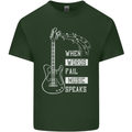 When Words Fail Music Speaks Guitar Mens Cotton T-Shirt Tee Top Forest Green