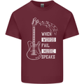When Words Fail Music Speaks Guitar Mens Cotton T-Shirt Tee Top Maroon