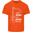 When Words Fail Music Speaks Guitar Mens Cotton T-Shirt Tee Top Orange