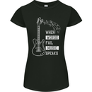 When Words Fail Music Speaks Guitar Womens Petite Cut T-Shirt Black