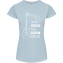 When Words Fail Music Speaks Guitar Womens Petite Cut T-Shirt Light Blue