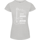When Words Fail Music Speaks Guitar Womens Petite Cut T-Shirt Sports Grey