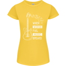 When Words Fail Music Speaks Guitar Womens Petite Cut T-Shirt Yellow