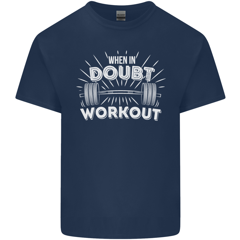 When in Doubt Workout Gym Training Top Mens Cotton T-Shirt Tee Top Navy Blue