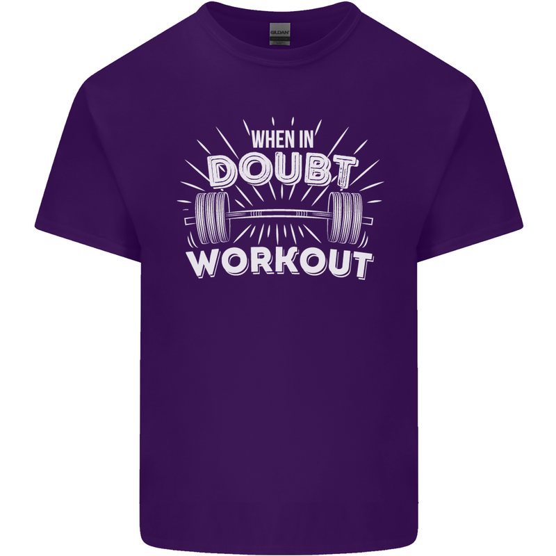 When in Doubt Workout Gym Training Top Mens Cotton T-Shirt Tee Top Purple