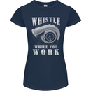 Whistle While You Work Turbo Cars Womens Petite Cut T-Shirt Navy Blue