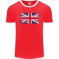 Distressed Union Jack Flag Great Britain Mens Ringer T-Shirt FotL Red/White