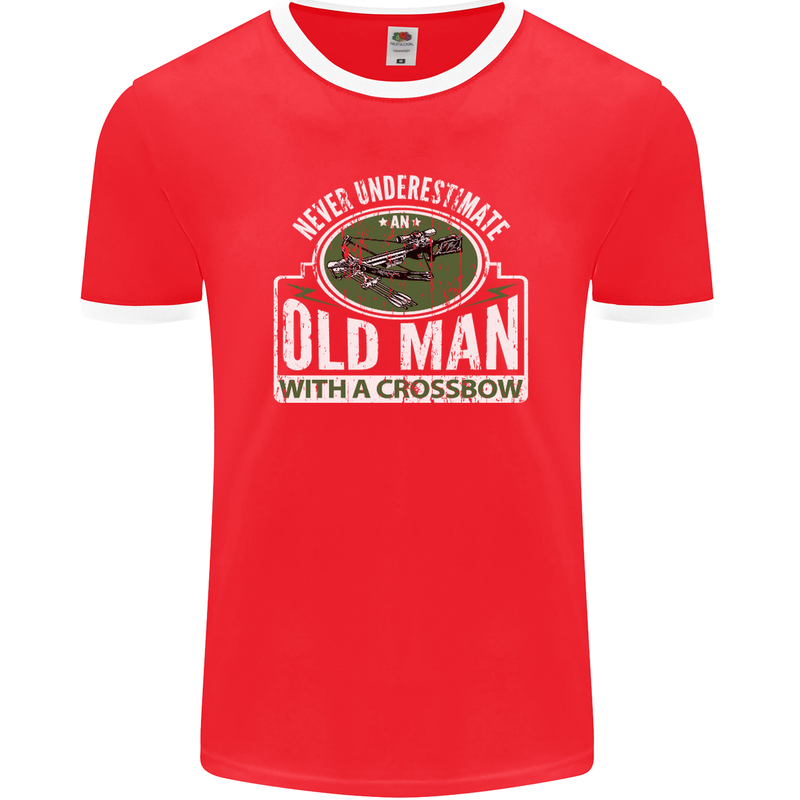 An Old Man With a Crossbow Funny Mens Ringer T-Shirt FotL Red/White