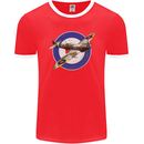 Spitfire MOD RAF WWII Fighter Plane British Mens Ringer T-Shirt FotL Red/White
