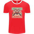 Christmas Gamer Funny Gaming Joypad Mens Ringer T-Shirt FotL Red/White