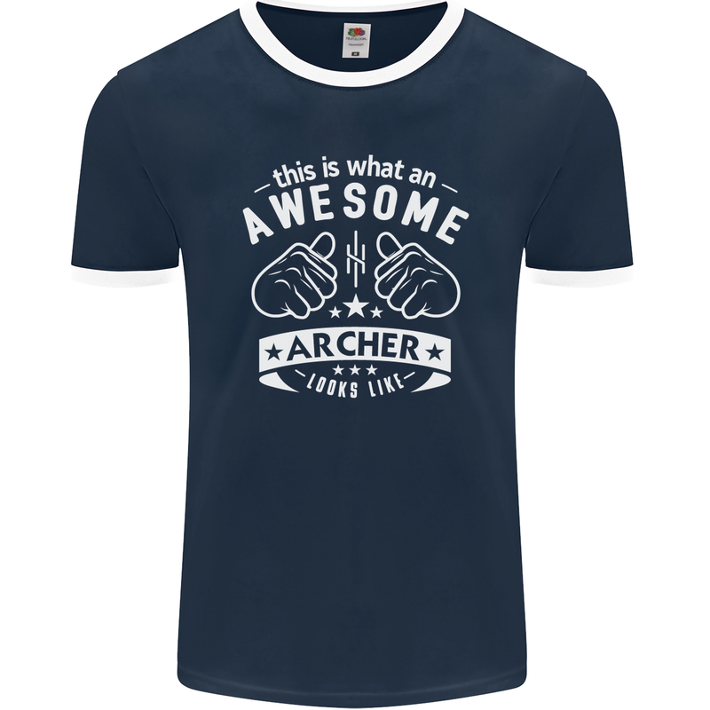 An Awesome Archer Looks Like Archery Mens Ringer T-Shirt FotL Navy Blue/White