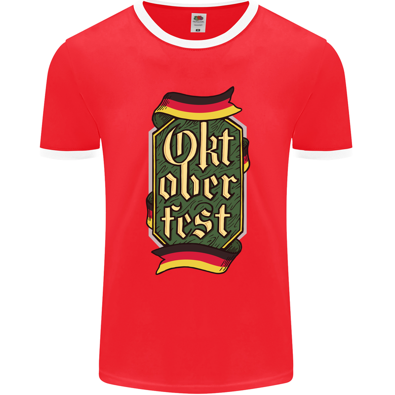 Germany Octoberfest German Beer Alcohol Mens Ringer T-Shirt FotL Red/White