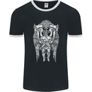 Knights Templar Skull Roman Warrior MMA Gym Mens Ringer T-Shirt FotL Black/White