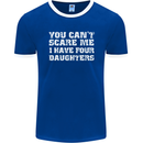 You Can't Scare Four Daughters Father's Day Mens Ringer T-Shirt FotL Royal Blue/White