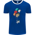 An Astronaut With Planets as Balloons Space Mens Ringer T-Shirt FotL Royal Blue/White