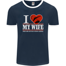 I Heart My Wife Hang Gliding Hang Glider Mens Ringer T-Shirt FotL Navy Blue/White