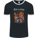 Biker Ride in Style Chopper Motorcycle Mens Ringer T-Shirt FotL Black/White