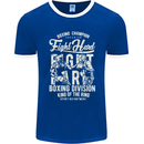 Fight Hard Boxing Boxer MMA Mens Ringer T-Shirt FotL Royal Blue/White