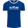Boobs & Bikes Funny Biker Motorcycle Mens Ringer T-Shirt FotL Royal Blue/White