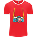 Photography Camera Around Neck Mens Ringer T-Shirt FotL Red/White