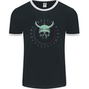 Viking Skull Runic Text Mens Ringer T-Shirt FotL Black/White