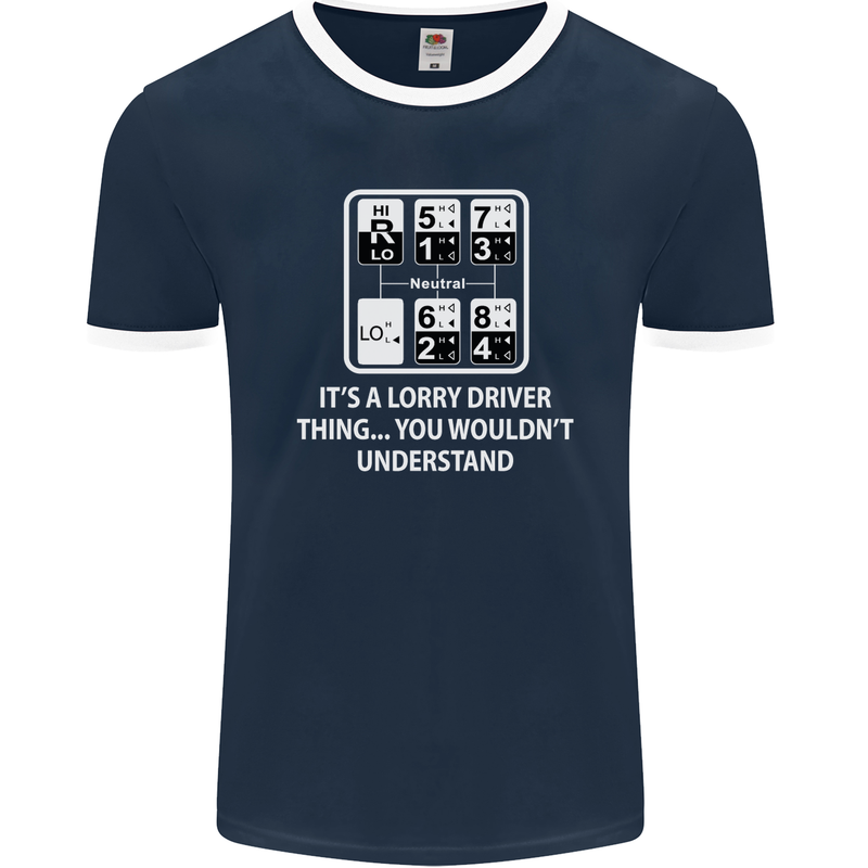 Its a Lorry Driver Thing Funny Truck Trucker Mens Ringer T-Shirt FotL Navy Blue/White