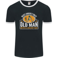 An Old Man With a Cricket Bat Cricketer Mens Ringer T-Shirt FotL Black/White