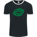 Kiss Me I'm Irish St. Patrick's Day Mens Ringer T-Shirt FotL Black/White
