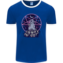 Demonic Satanic Rabbit With Skulls Mens Ringer T-Shirt FotL Royal Blue/White