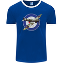 Spitfire MOD RAF WWII Fighter Plane British Mens Ringer T-Shirt FotL Royal Blue/White