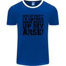 Give up Footy? Football Player Mens Ringer T-Shirt FotL Royal Blue/White