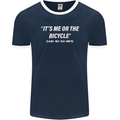 Me or the Bicycle Said My Ex-Wife Cycling Mens Ringer T-Shirt FotL Navy Blue/White