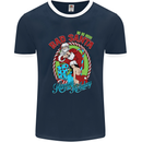 Christmas Bad Santa Funny Xmas Mens Ringer T-Shirt FotL Navy Blue/White