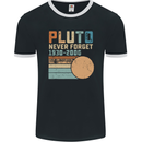 Pluto Never Forget Space Planet Astronomy Mens Ringer T-Shirt FotL Black/White