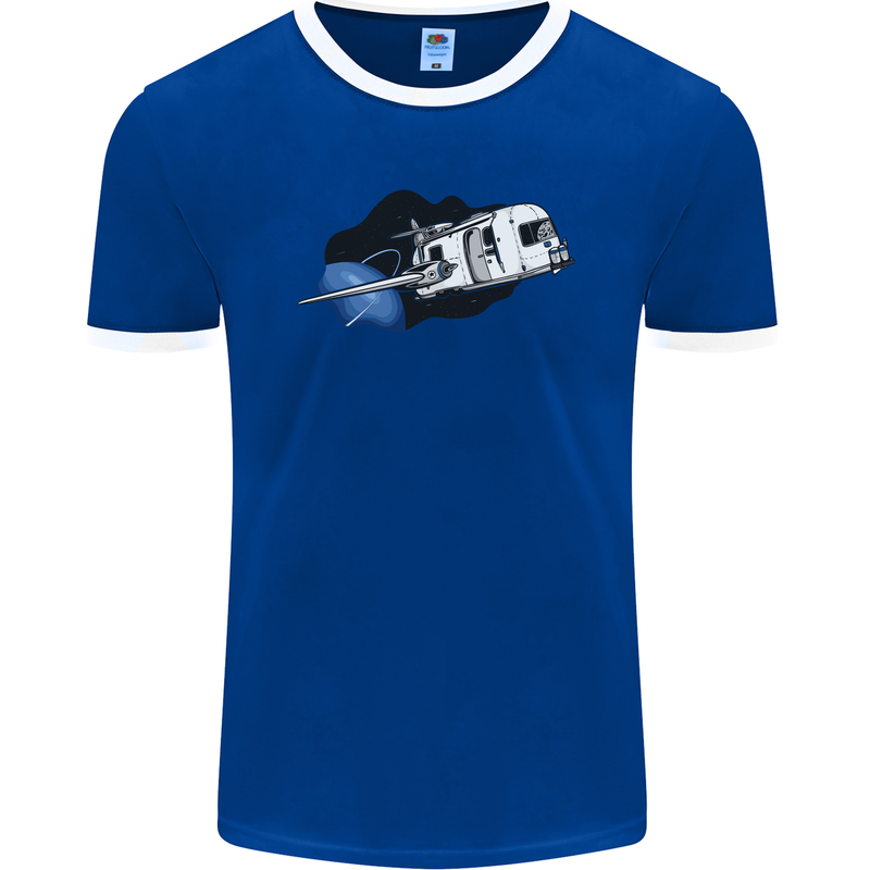 Funny Caravan Space Shuttle Caravanning Mens Ringer T-Shirt FotL Royal Blue/White