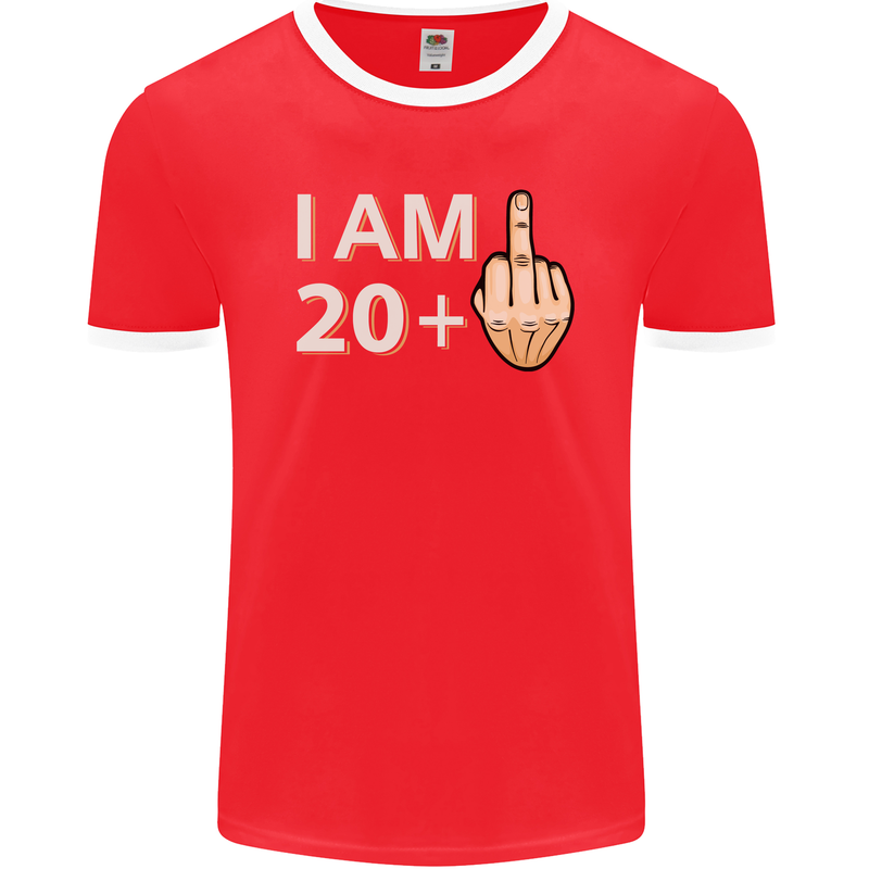 21st Birthday Funny Offensive 21 Year Old Mens Ringer T-Shirt FotL Red/White