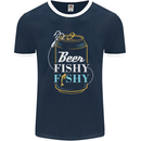 Fishing Beer Here Fishy Fisherman Funny Mens Ringer T-Shirt FotL Navy Blue/White