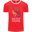 A Girl Who Loves Books Bookworm Reading Mens Ringer T-Shirt FotL Red/White