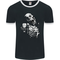 Zombie Cheer Skull Halloween Alcohol Beer Mens Ringer T-Shirt FotL Black/White
