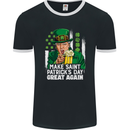 St Patricks Day Great Again Donald Trump Mens Ringer T-Shirt FotL Black/White