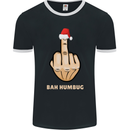 Bah Humbug Finger Flip Funny Christmas Rude Mens Ringer T-Shirt FotL Black/White