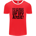 Give up Darts? Player Funny Mens Ringer T-Shirt FotL Red/White