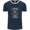 Father's Day No 1 Son Man Myth Legend Funny Mens Ringer T-Shirt FotL Navy Blue/White