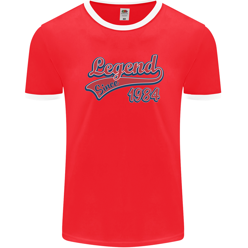 Legend Since 39th Birthday 1984 Mens Ringer T-Shirt FotL Red/White